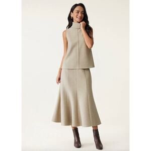 OGL Top Size S NEW FuzzLuxe Turtle Neck Split Hem Top Cream Heather Morganite